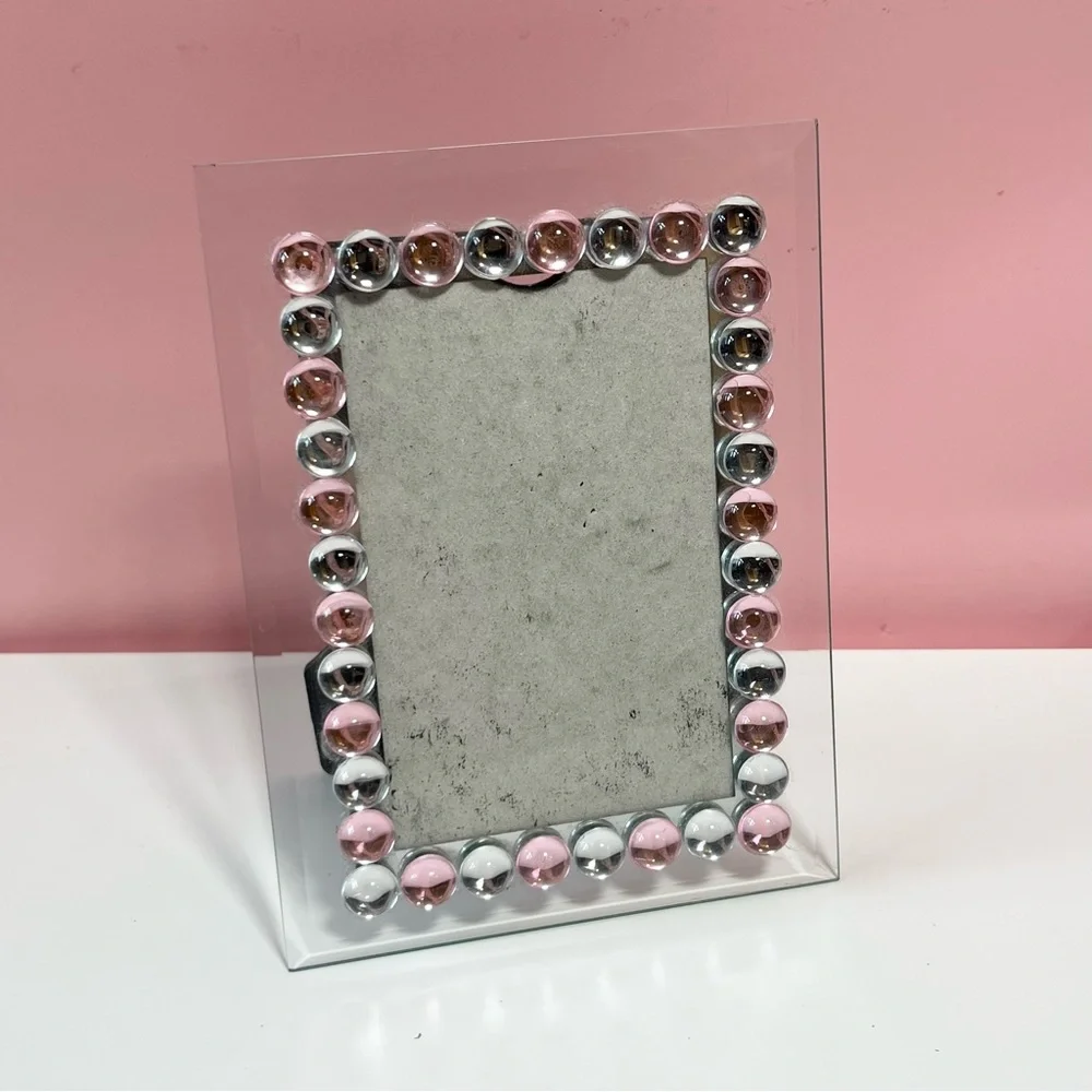 Vintage Y2K 2000s mcbling pink and silver gemstone picture frame
